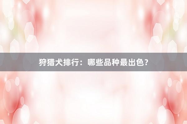 狩猎犬排行：哪些品种最出色？